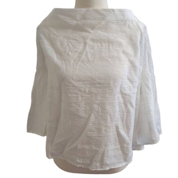 1. STATE Sz L Off the Shoulder White Blouse With Bell Sleeves New - Picture 2 of 8